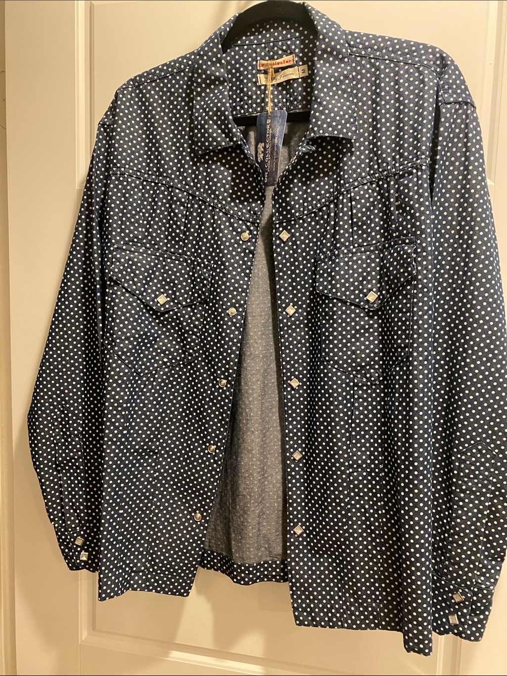 Dr Collectors Roger’s Shirt Color Denim Dots Size Medium — image 2 of 6